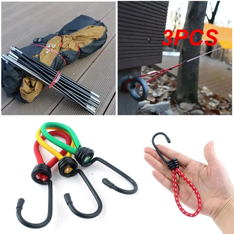 3PCS 15cm Outdoor Camping Tent Elastic Rope Buckle Hook Antislip Camping Hiking Tightening Hook Camping Tent Accessories Random