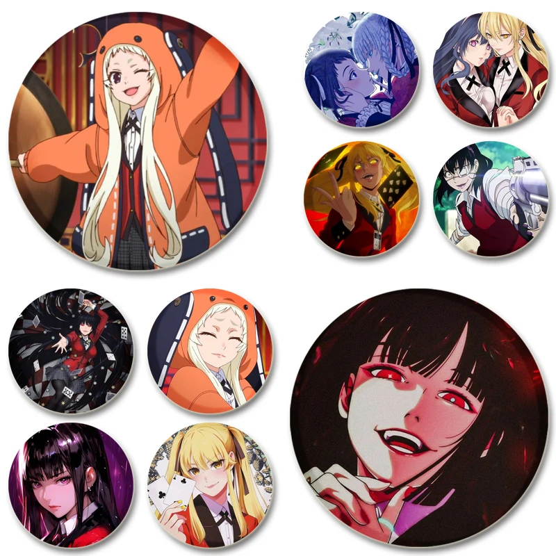 Runa Yomozuki,Yumeko Jabami,Kirari Momobami,Meari Saotome Anime Figure Badge Cosplay Horror Comic Enamel Pins for Backpack Gifts