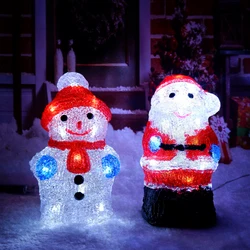 Christmas Acrylic LED Bear Santa Claus Light Night Lamp Holiday Lighting Ornament Party For Home Decoration Light Gift Decor