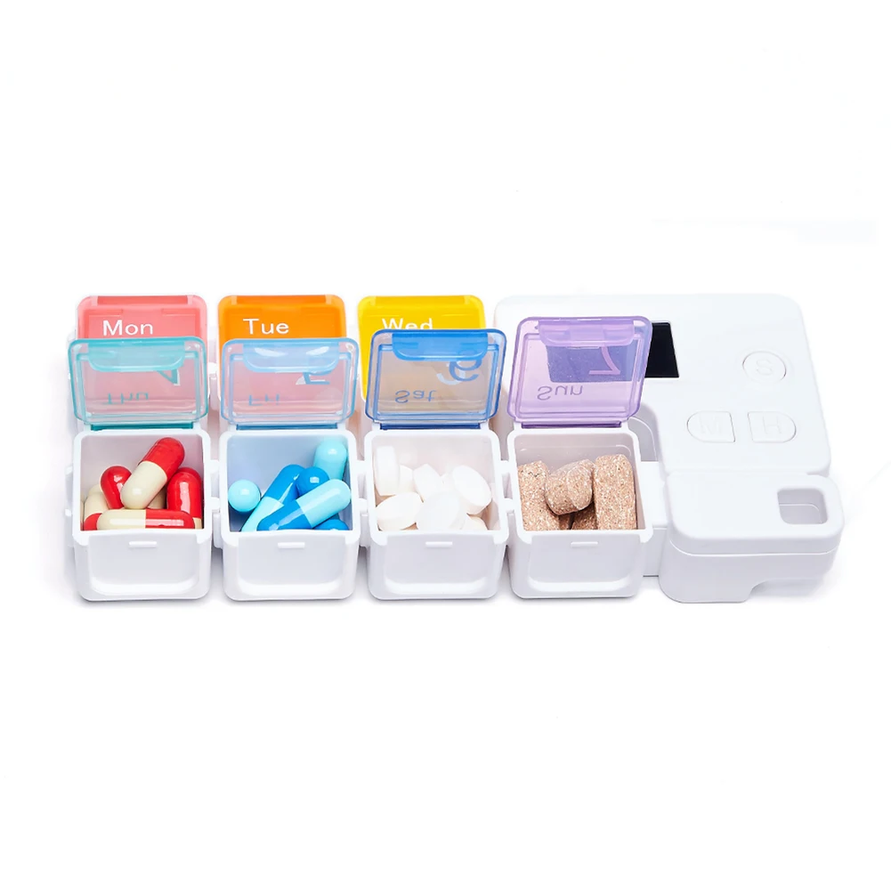 

Smart 7-Day Pill Organizer Storage Case Box Weekly Pills Drug Electronic Timing Reminder Medicine Container Alarm Box Container