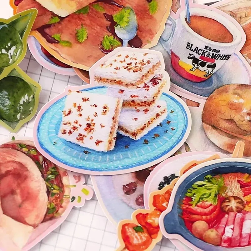 Pegatinas decorativas para álbumes de recortes, calcomanías creativas para álbumes de fotos artesanales, comida viva, comida, manualidades, Kawaii,