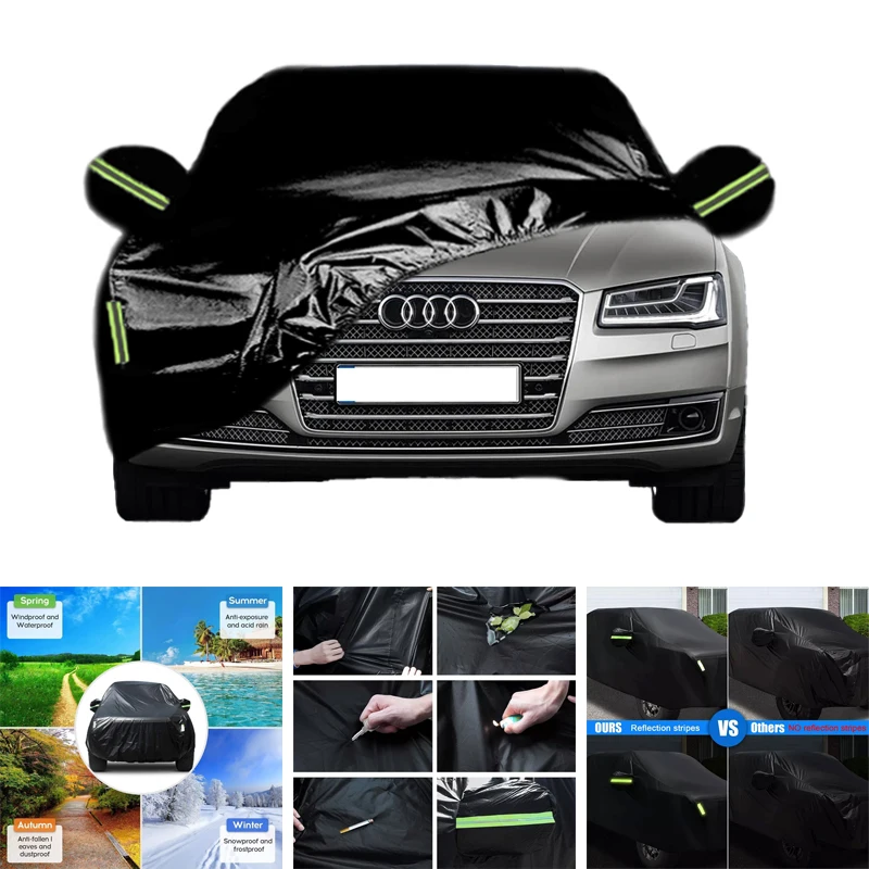 

Всепогодные автомобильные чехлы для Audi A8, водонепроницаемые, пыленепроницаемые, устойчивые к ультрафиолетовому излучению, снежные, устойчивые к царапинам, защита