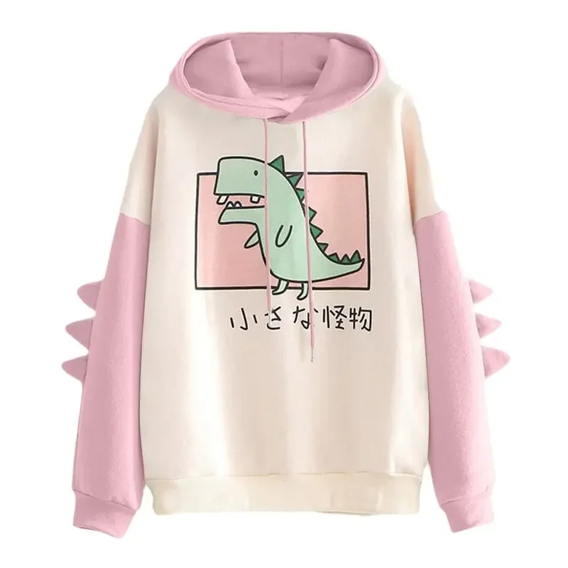 

New Hoodie Female Dinosaur Oversized Cartoon Fashion Sweatshirt Casual Print Korean Style Thickened Sweatshirt Winter Hoodie Top