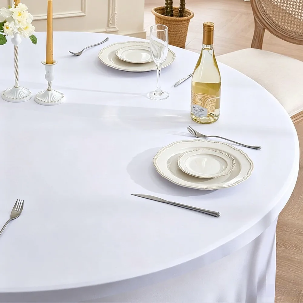 Round Stretch Spandex Tablecloth Cocktail Skirt Cover Bar Table Fitted Elastic Table Skirt Banquet Party Decoration