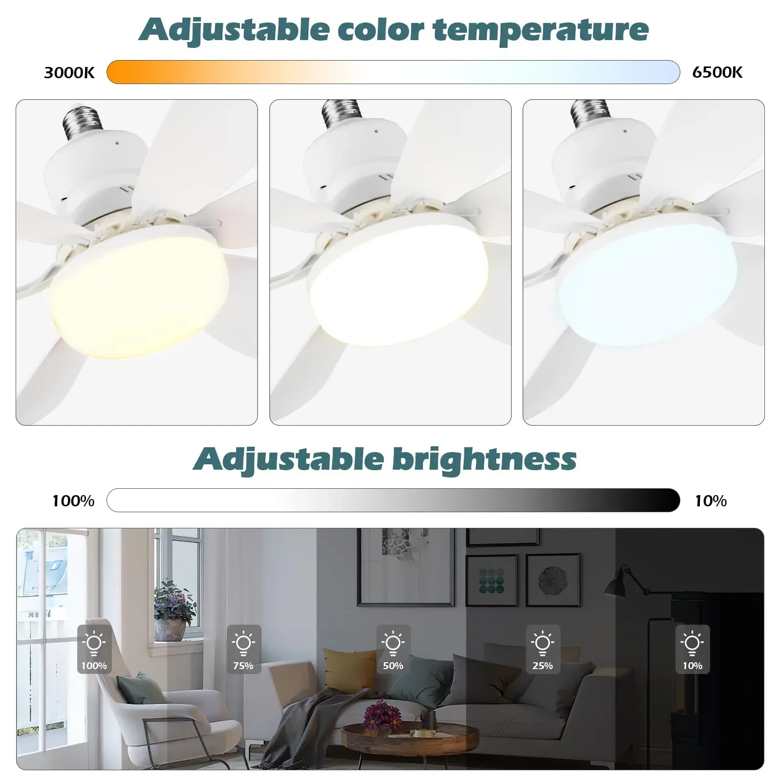 LED 30W Intelligent Chandelier Fan for Bedroom and Living Room Lighting with Remote Control, Dimmer and Speed Control