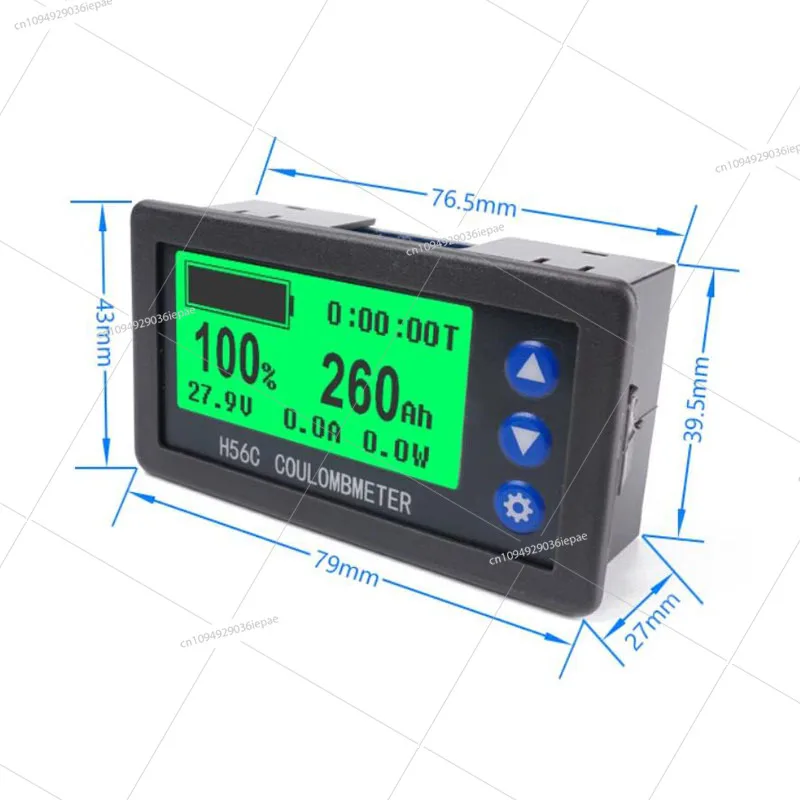 H56C DC 9-100V 200A battery monitor Hall coulomb meter lithium lead-acid battery capacity LCD display