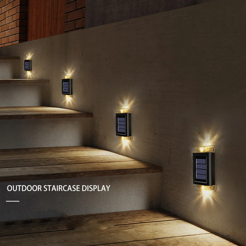 

Garden Solar Lights LED Solar Powered Wall Lamp Outdoor Waterproof Courtyard Fence Decor Upper Lower Glowing Wall Lamp Clearance