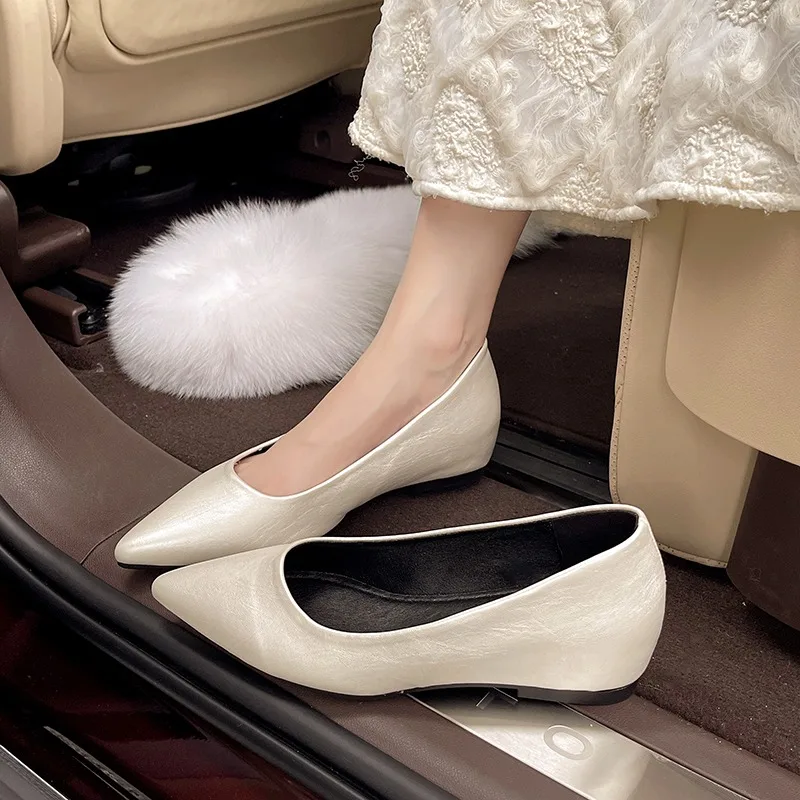 Fashionable low-heeled women's single shoes. Spring/Summer new style. Pointed toe office and commuting comfortable leather shoes image 5