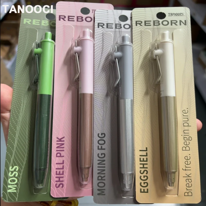 TANOOCI REBORN Retractable Gel Pen 0.5 Morandi Color Blocking Body Aluminum Grip Reduce Hand Fatigue Smooth Aesthetic Stationery