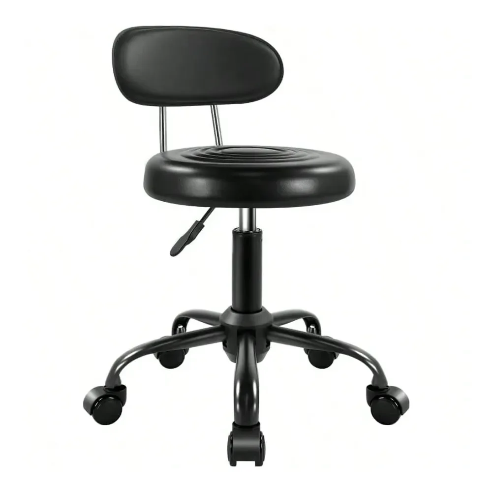 

Stool With Wheels Swivel Stool With Back Height Adjustable Chair PU Leather Rolling Chair Ideal For SPA Salon Home Office Draft