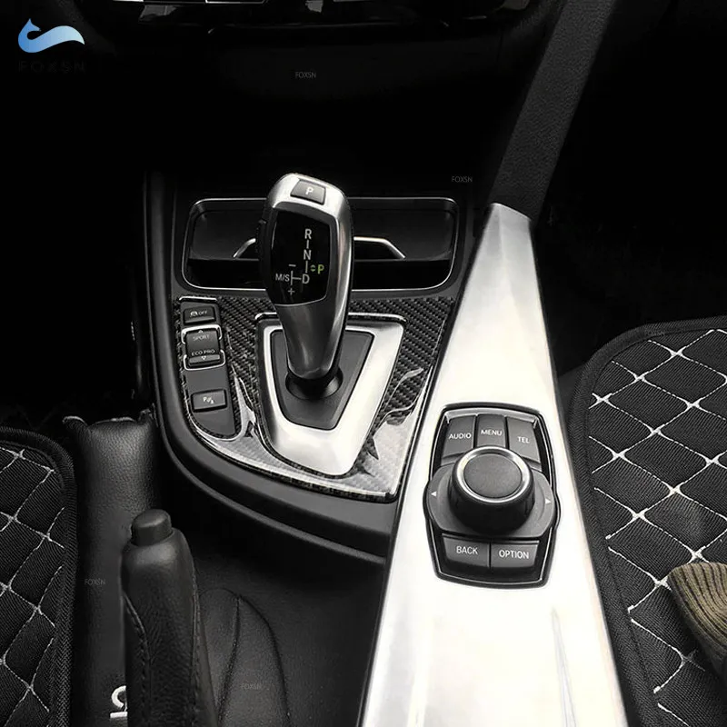 

For BMW 3 4 Series F30 F31 F32 F36 3GT F34 2014-2018 Soft Carbon Fiber Car Accessories Interior Gear Shift Control Panel Frame