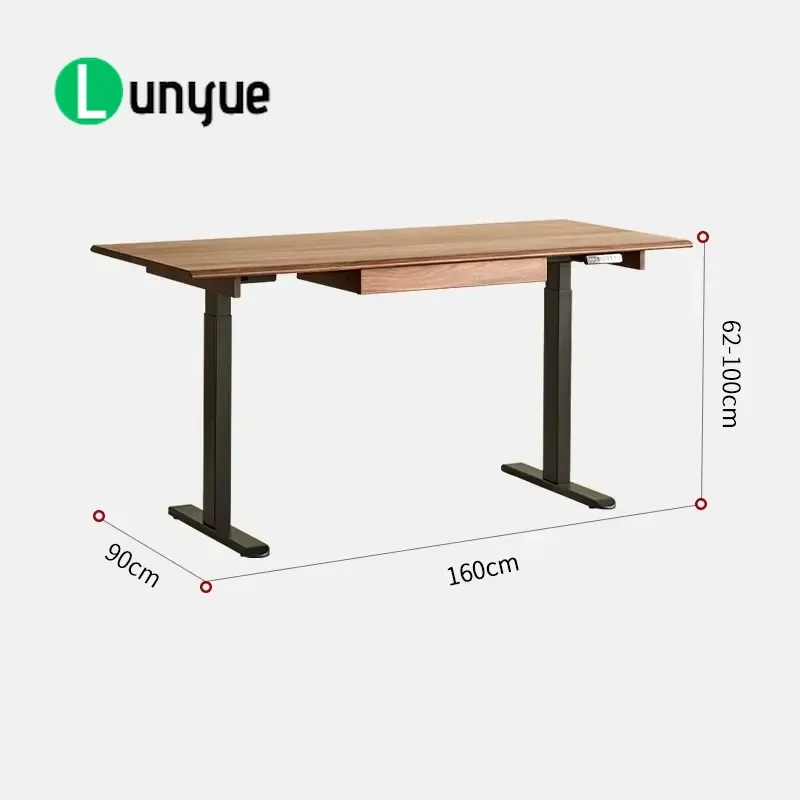 Modern Minimalist Assembled Durable Height Adjustable Desk North American Black Walnut Solid Wood Sit Stand Writing Computer