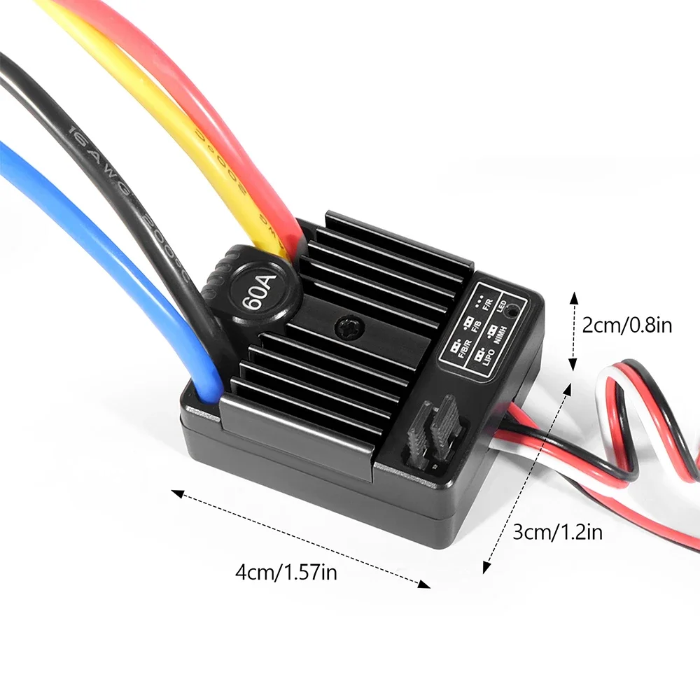HG1060 60A Wasserdichter bürstengebundener ESC-Motorregler für RC-Autos mit Überhitzungsschutz, kompatibel mit 1/10 Maßstab Offroad-Fahrzeugen – Detail 11