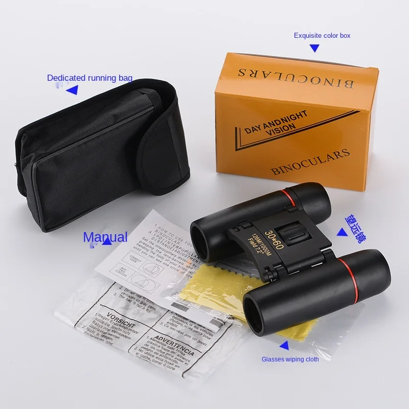 30X60 Binoculars HD High-power Portable Mini Children's Sight Glasses Telescope Astronomic Professional Binoculares