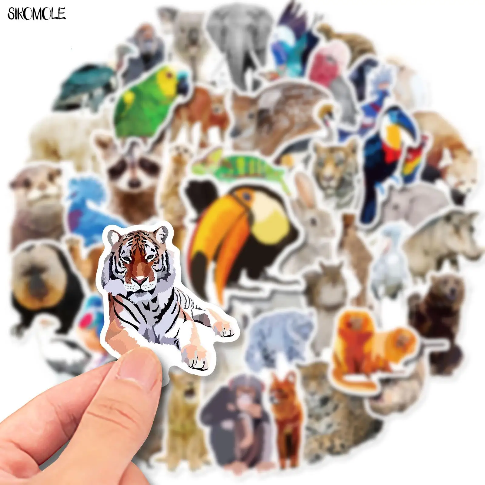 10/30/50PCS Cartoon Zoo Wild Animals Stickers Kawaii Lion Bird DIY Kids Toys Phone Skateboard Laptop Decals Graffiti Sticker F5