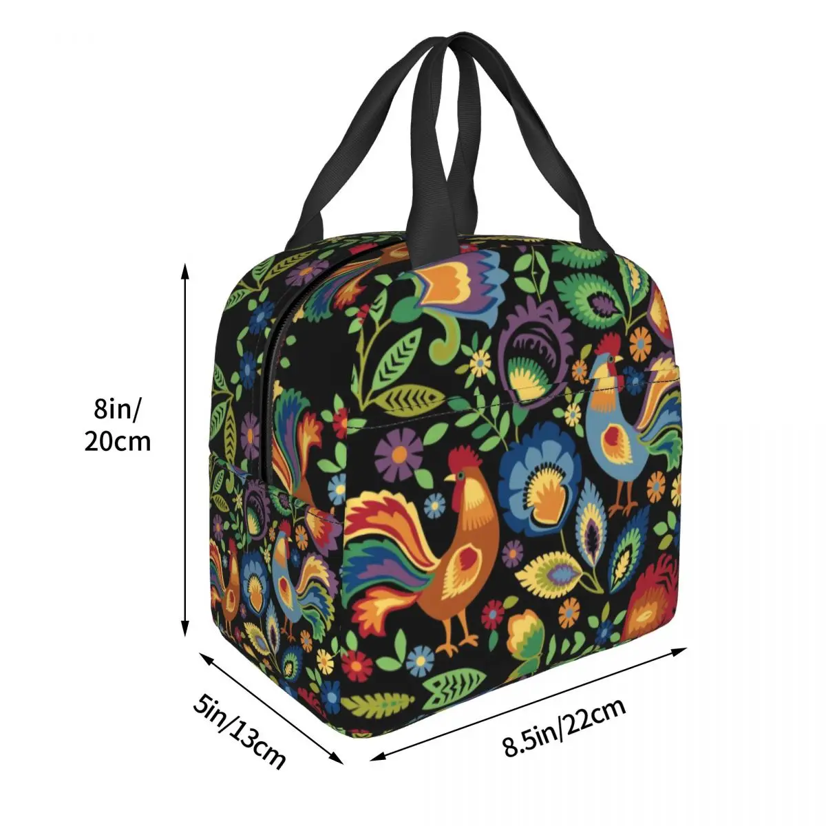 Poland Folk Roosters Lunch Bag Women Cooler Thermal Insulated Polish Floral Print Lunch Box for Children School Food Picnic Bags