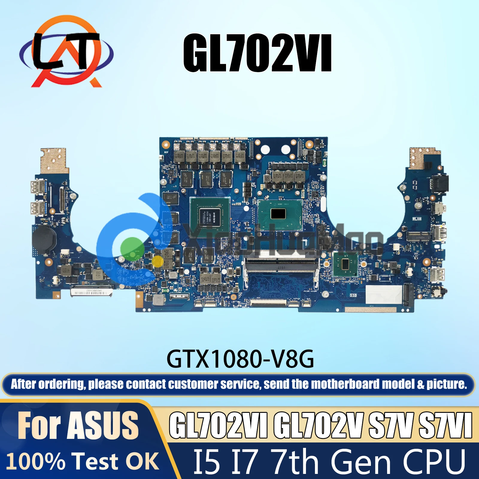 

GL702VI Mainboard For ASUS ROG GL702V S7V S7VI Laptop Motherboard With CPU i5-7300H I7-7700HQ Graphics Card GTX1080 V8G 3D gamer