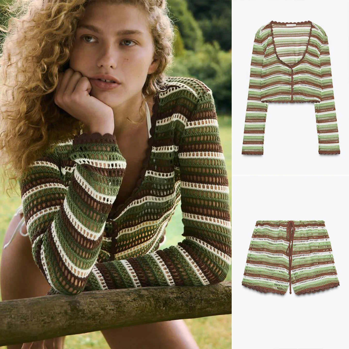V-Ne Long Sve tricoté Jaet avec ceinture pantalon ort décontracté ensemble deux pièces fibre de Polyester poire singe corps pe