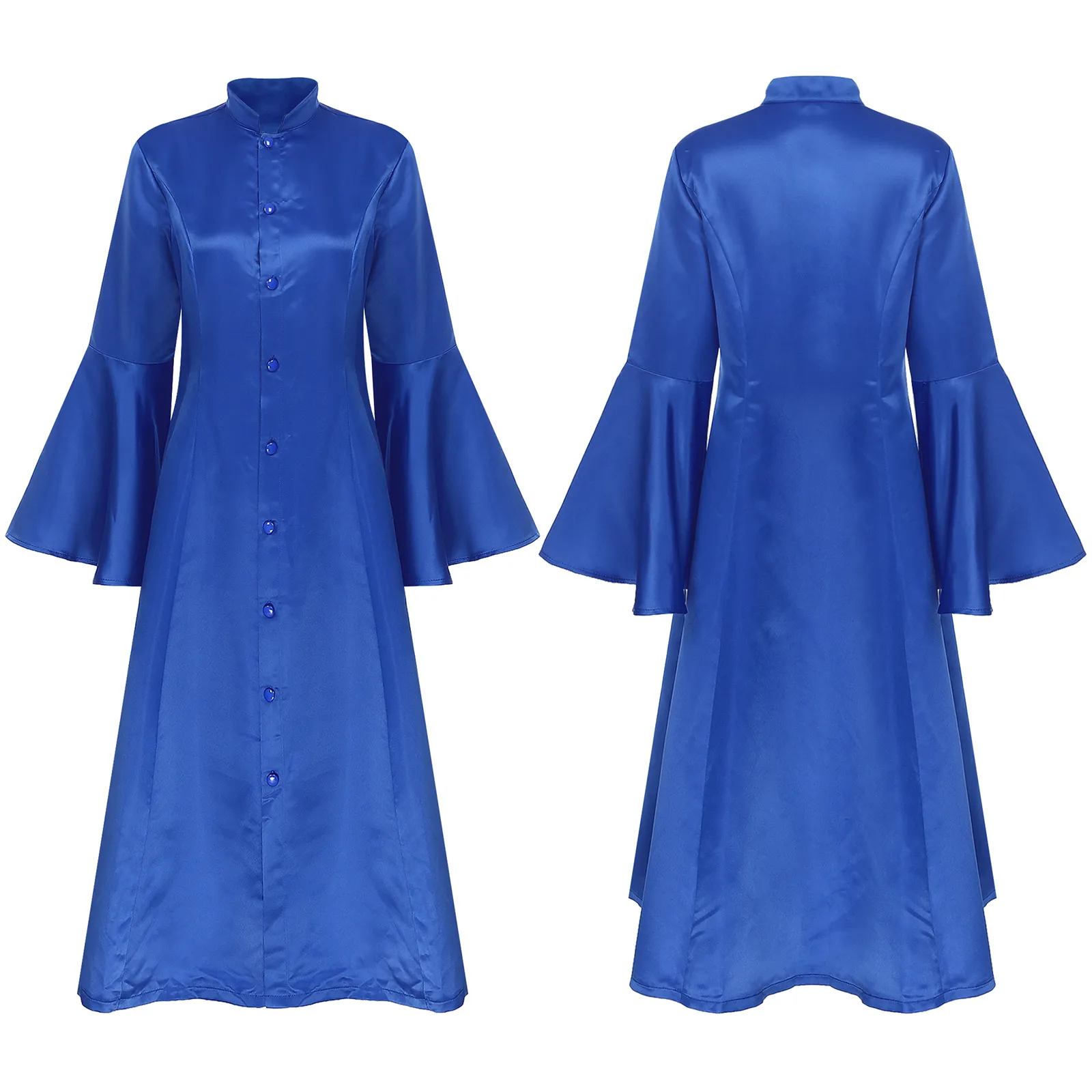 Túnica de clero para mujer, uniforme Medieval Vintage de sacerdote, vestido de coro con cuello levantado para iglesia, Cosplay de Halloween, disfraces de fiesta temática de iglesia