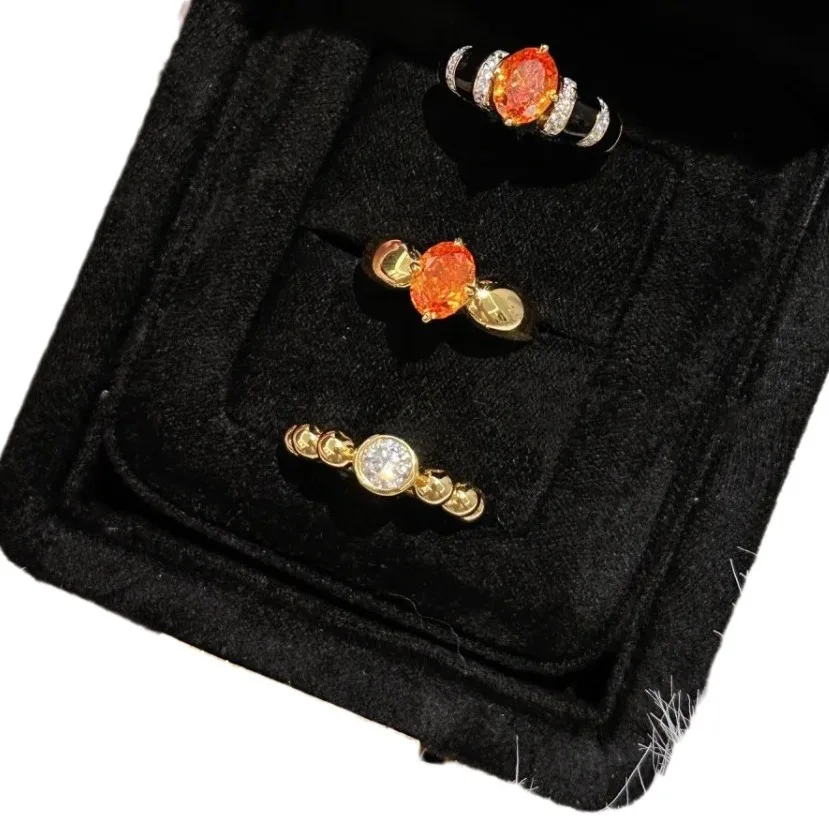 女性のためのヴィンテージのファットデュドゥリング,軽い豪華なデザイン,オレンジ色のジルコン,ファンタダ,卵形のリング,中世の金