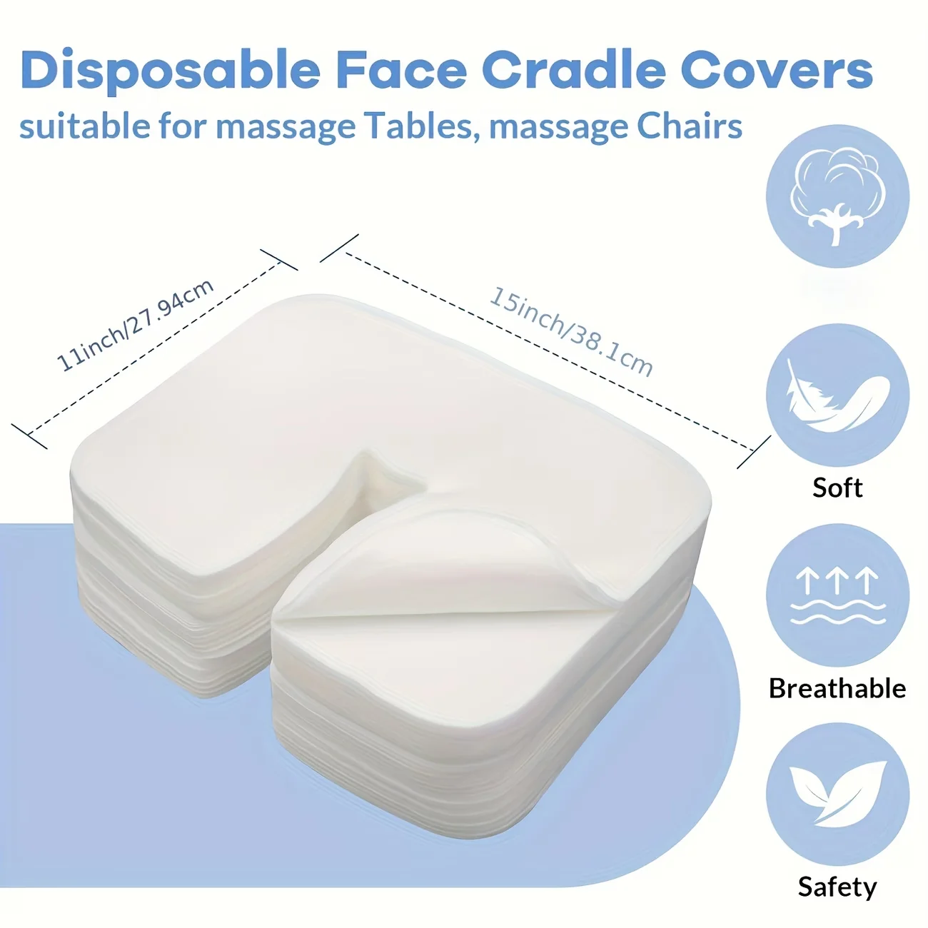 20/30 Pcs Disposable Headrest Cradle Covers, Ultra‑Soft U‑Face Hole Towels, Non‑Sticky, for Massage Beds & Massage Chairs