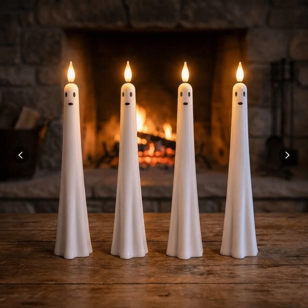 Realistic Flickering Halloween Electronic Candles Spooky Battery Operated LED Flameless Candles Soft Light