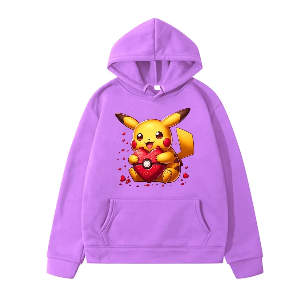 Pikachu Launch Love Hoodies Fall Long Sleeve Fleece Clothes MINISO Cartoon Sweatshirts Cute Baby Girls Pullovers Kids Sudaderas