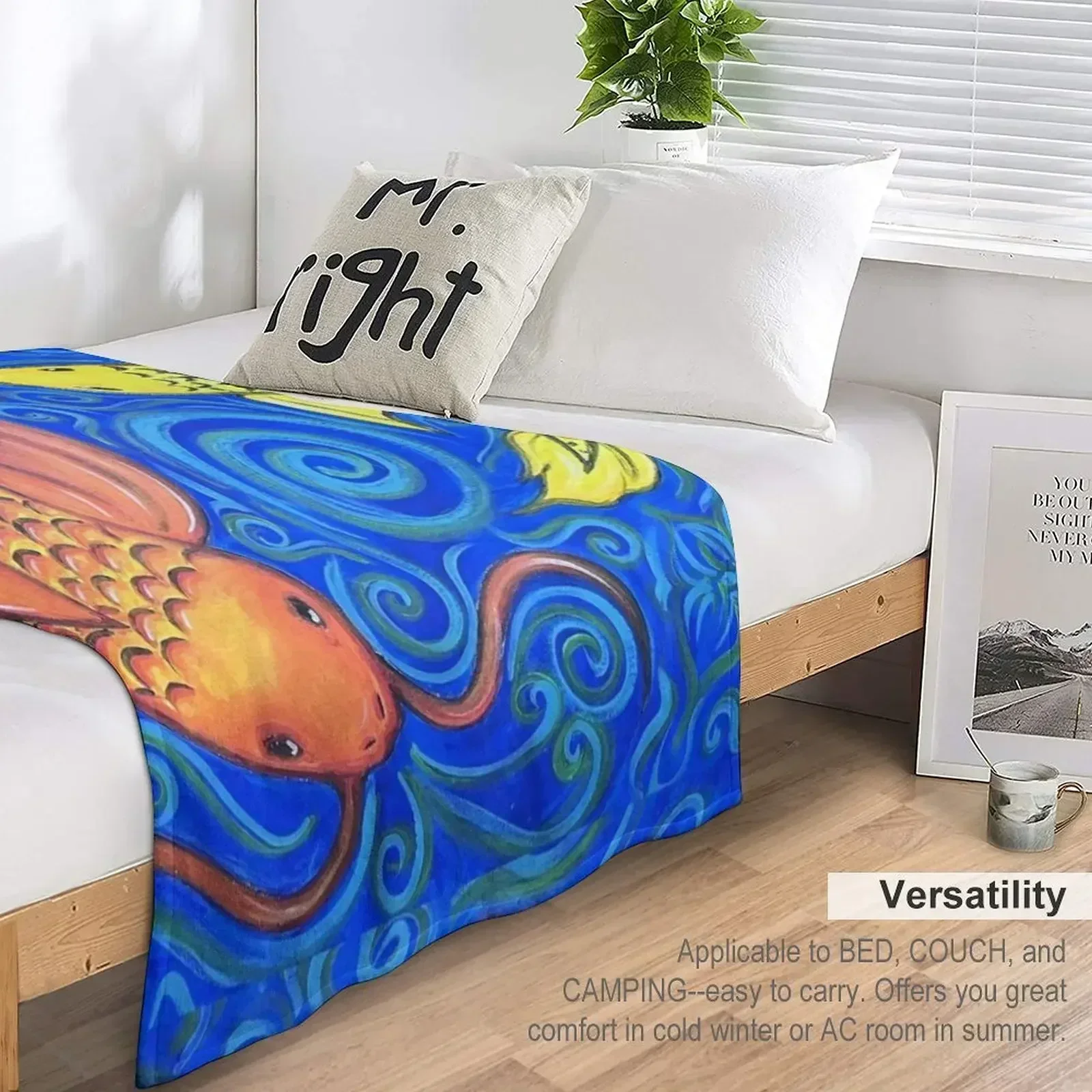 New Mother Koi Throw Blanket Bed Fashionable Summer Camping Thermal Blankets 5