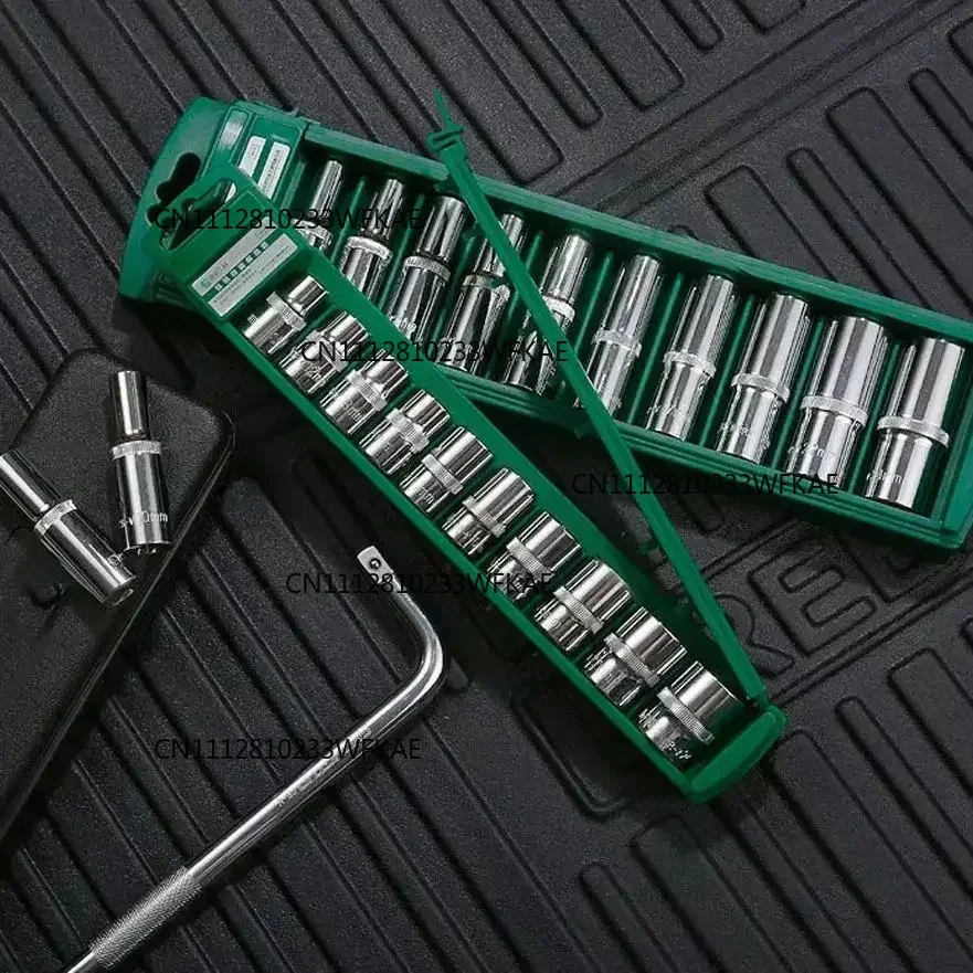 Hex Socket Wrench Head Set 1/4 3/8 1/2 Short Long Socket Deep Nut Driver Sleeve Spanner End Ratchet Tool With Holder