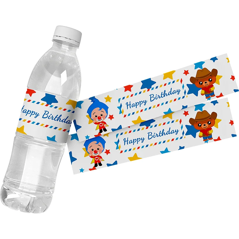 24pcs Plim Plim Clown Mineral Water Bottle packing Label Bottle self-adhesive Labels Stickers Birthday Baptism gift Decorations