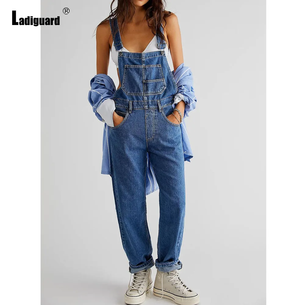 Damesmode potlood jeans jumpsuit vrouwelijke mouwloze zak denim overalls 2025, Amerikaanse en Europese stijl jeans playsuit nieuw