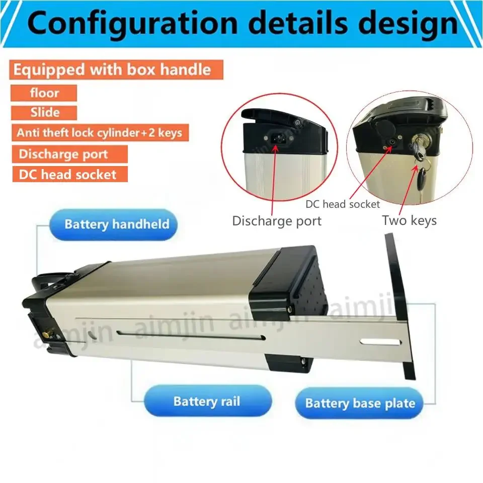 for Haiba,48V battery pack,10Ah,1000W 18650,high-power Li-Ion battery for Haiba Electric bicycleBattery Upper discharge port