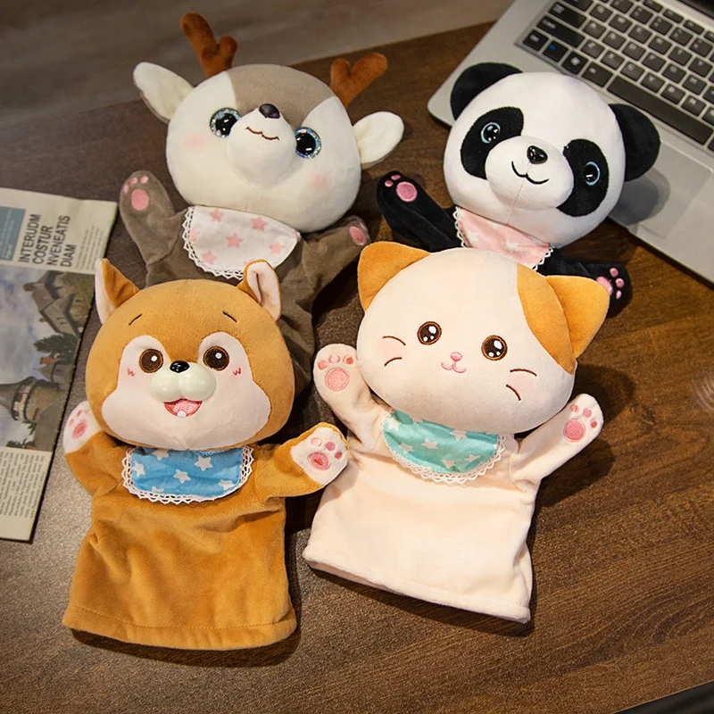 Cute Hand Finger Story Puppet Stuffed Plush Animals Toys Lovely Dolls Educational Toys Cat Deer Panda Shiba Inu Birthday Gift