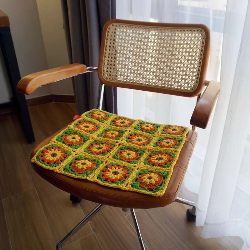 15in Handmade Crochet Blanket Tablecloths granny square throw Seat Cushion home Decor Coaster Mat Pad  40X40cm