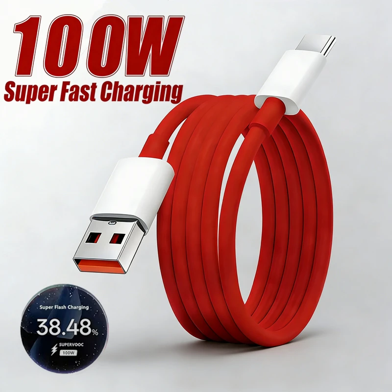 Cable de Carga Rápida USB Tipo C SuperVOOC de 100W 80W para OnePlus 8T 9 9R 10 Pro 11 12 13 13R 15 15R Nord 2T CE 3 4 5 N200 N300