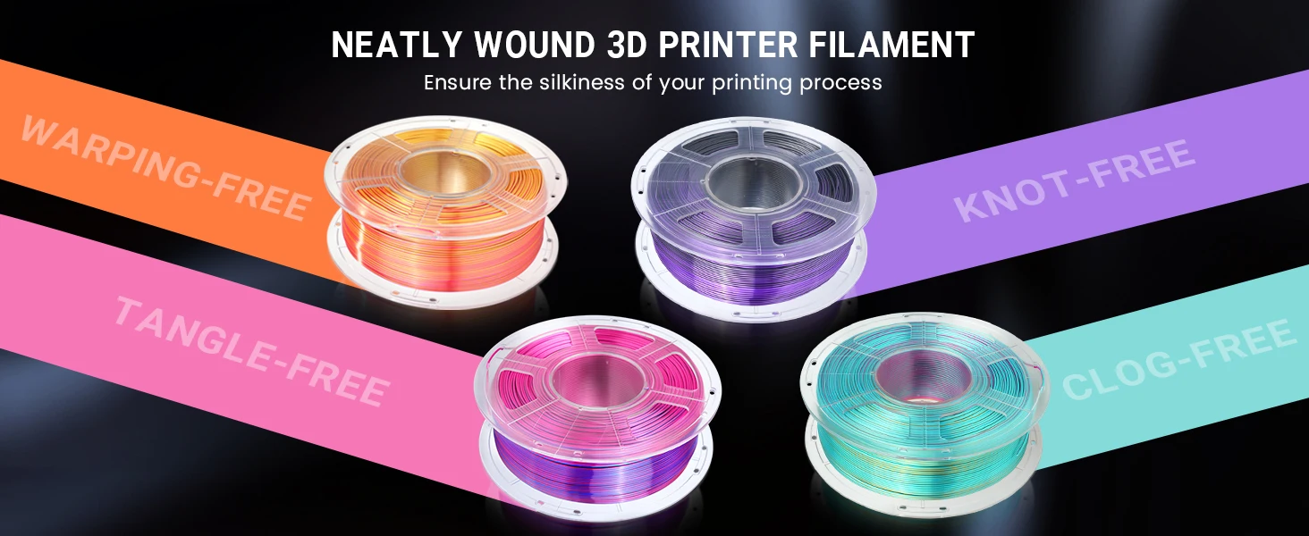 SUNLU PLA PLUS Silk 1.75mm 3D-Druckerfilament Zwei/Drei-Ton Glänzende Seidentextur Farbverlauf Kompatibel mit den meisten FDM-3D-Druckern – Detail 14