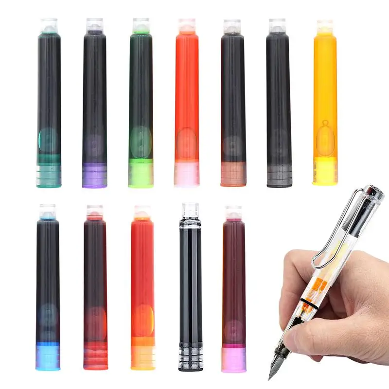 Fountain Pen Refills Cartridge 12PCS Colorful Fountain Pen Ink Cartridges Refill Ink Cartridges For 2.6 Mm Bore Diameter