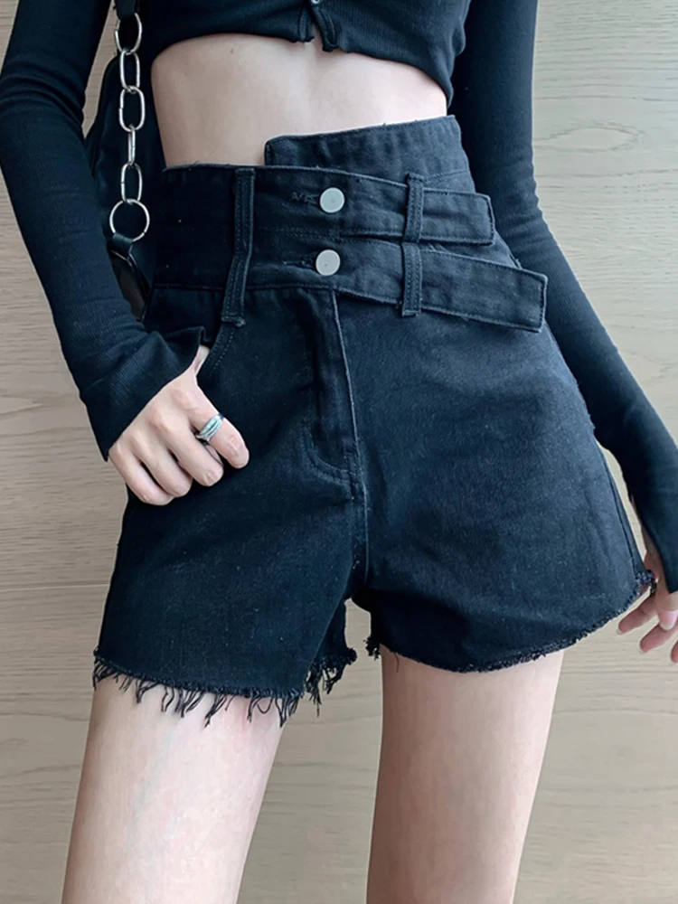 

High Waist plus Size Denim Shorts Women Summer 2023 Loose A-Line Wide Leg Hot Pants Trendy Ins Shorts Deep Blue Jeans