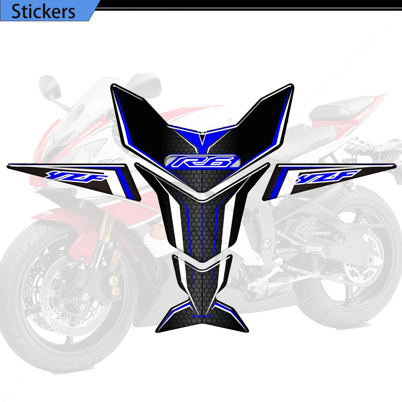 Motorcycle Protector Decals Emblem Badge Logo Gas Fuel Oil Kit Knee Tank Pad For YAMAHA YZF-R6 YZF R6 YZFR6