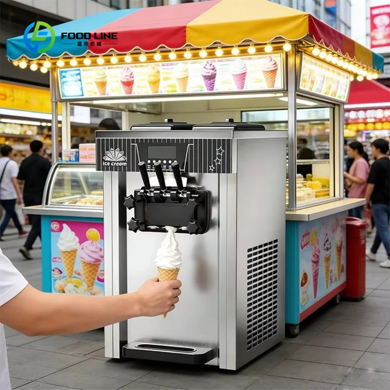 Maßgefertigte Softeis-Maschine für Gewerbe, Geeignet für Bubble-Tea-Shops, Frozen-Yogurt-Maker, Milchshake-Maschine, Hochleistungsausführung