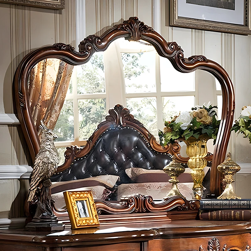 درج خشبي الغرور الجدول تصميم تخزين مرآة مخفية الزاوية ماكياج الغرور مكتب خمر أوروبا Kaptafel الأثاث للمنزل #5