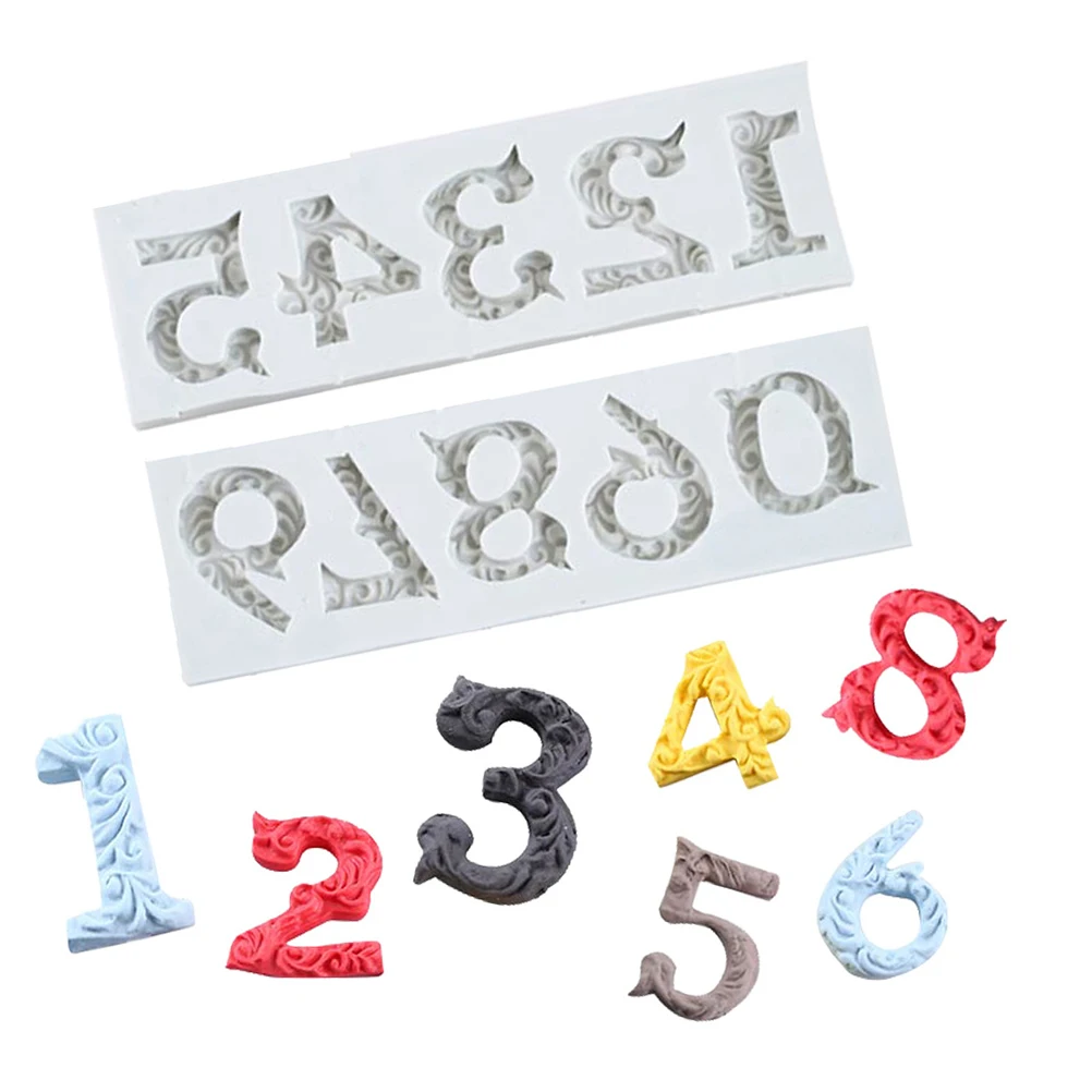 

Relief Chocolate Mold Silicone Baking Numbers Biscuit Fondant Fudge Molds White Embossed Cake