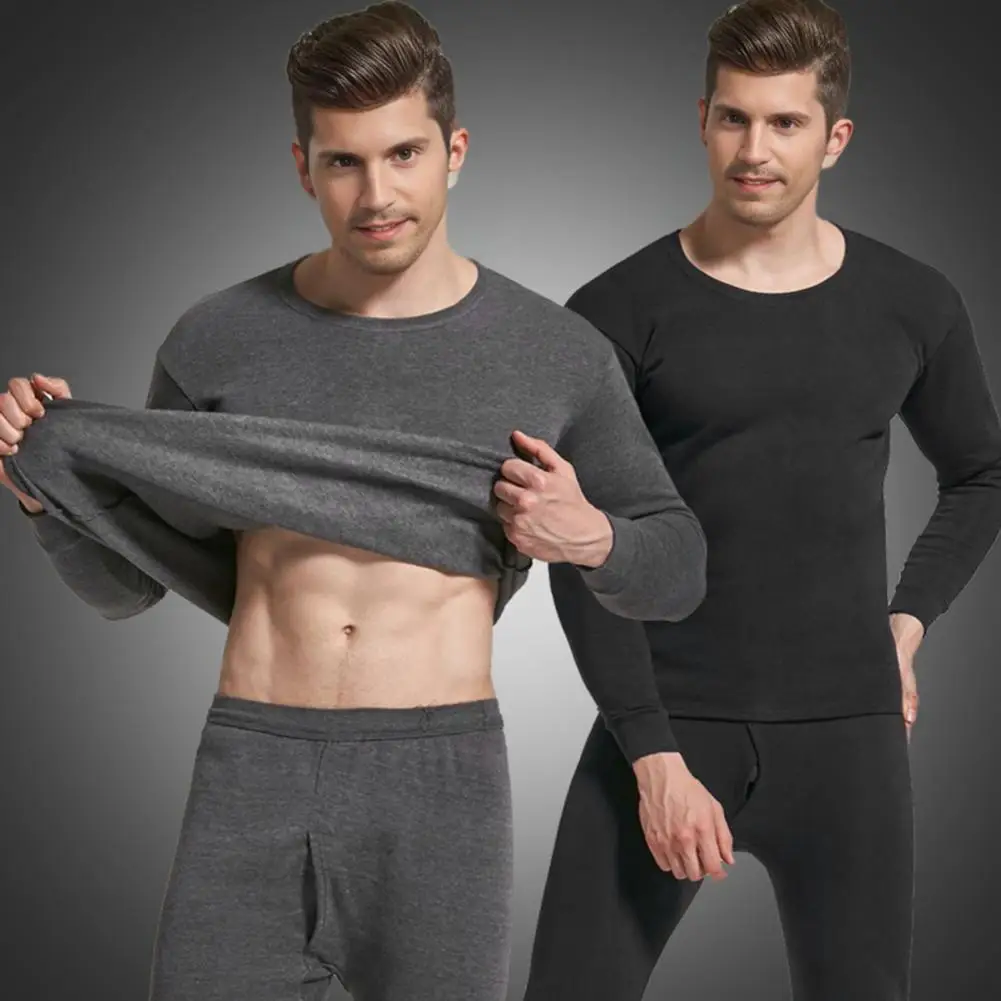 2 teile/satz Winter pyjamas Männer Thermo Unterwäsche Set Plüsch Samt warm dicke reine Farbe schlanke offene Schritt Männer Pyjamas Set Nachtwäsche