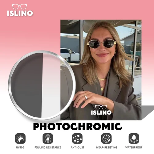 ISLINO Anti rayos de luz azul serie fotocromática lente progresiva 1,56 1,61 1,67 1,74 lentes asféricas de resina CR-39 graduadas