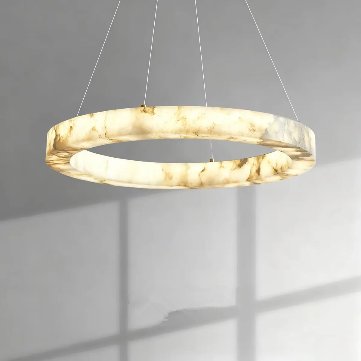 Künstliche Marmor-Pendelleuchte, kreative runde Ring-Hängelampe für Wohn- und Esszimmer, hängende LED-Leuchten, Hotel-Linear-Pendelleuchte