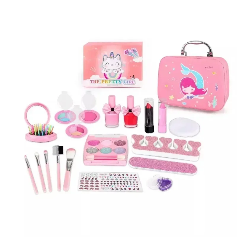 Kosmetik Spielzeug Set Kinder Make-Up Set Sicher Waschbar Prinzessin Schönheit Pretend Spielen Spielzeug Set Tasche Nagellack Echt Make-Up Kit
