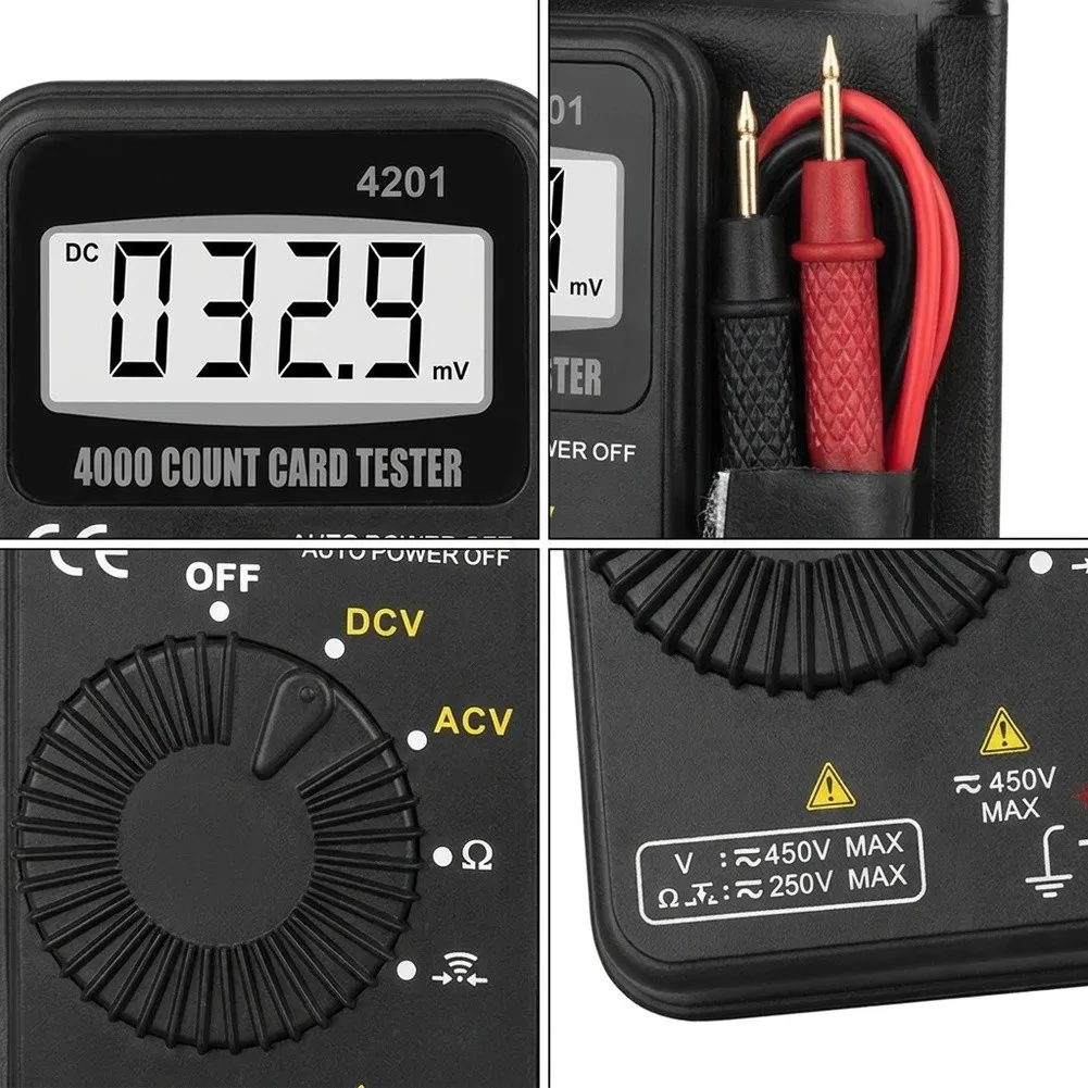 4201 Pocket Digital Multimeter with Auto Range for AC DC Voltage and Resistance Measurement 4000 Counts LCD Display