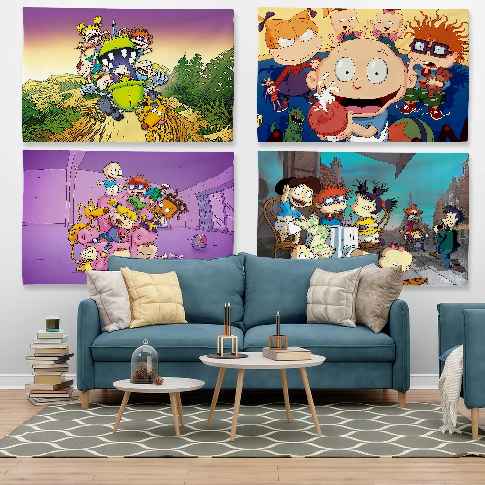 Cartoon R-Rugrats Flag Tapestry Outdoor Party Bedroom Living Room Dormitory Decorative Themed Wall Hanging Banner Gift
