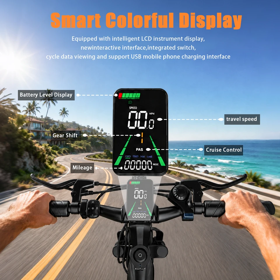 ASKGO Electric Bike for Adults, 1500W Peak Motor, 26" Tires All-Terrain Electric Mountain Bike with 48V 10.4Ah Removable Battery, Up to 55 Miles Long Range, 7-Speed Gearshift for Commute, UL2849 Certified image 5
