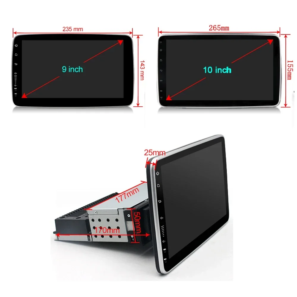 LELV 360 Rotatable 9 10“ Car Radio For Universal Car Multimedia Player Stereo 1DIN Video Carplay Head Unit 4G